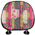 Pink Flower Patchwork Pattern Print Car Headrest Covers