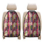 Pink Flower Patchwork Pattern Print Car Seat Organizers
