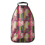 Pink Flower Patchwork Pattern Print Car Seat Organizers
