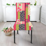 Pink Flower Patchwork Pattern Print Dining Chair Slipcover