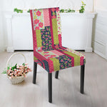 Pink Flower Patchwork Pattern Print Dining Chair Slipcover