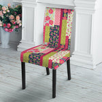 Pink Flower Patchwork Pattern Print Dining Chair Slipcover