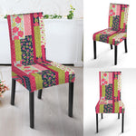 Pink Flower Patchwork Pattern Print Dining Chair Slipcover