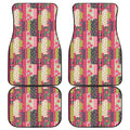 Pink Flower Patchwork Pattern Print Front and Back Car Floor Mats