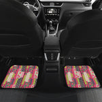 Pink Flower Patchwork Pattern Print Front and Back Car Floor Mats