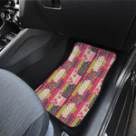 Pink Flower Patchwork Pattern Print Front and Back Car Floor Mats