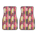 Pink Flower Patchwork Pattern Print Front Car Floor Mats