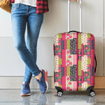 Pink Flower Patchwork Pattern Print Luggage Cover
