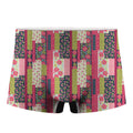 Pink Flower Patchwork Pattern Print Men's Boxer Briefs