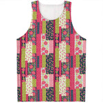 Pink Flower Patchwork Pattern Print Men's Tank Top