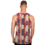 Pink Flower Patchwork Pattern Print Men's Tank Top