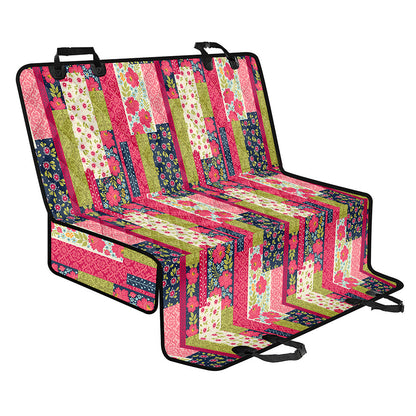 Pink Flower Patchwork Pattern Print Pet Car Back Seat Cover