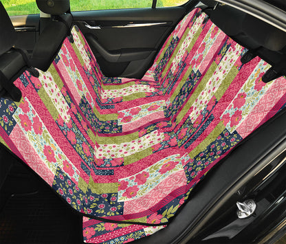 Pink Flower Patchwork Pattern Print Pet Car Back Seat Cover