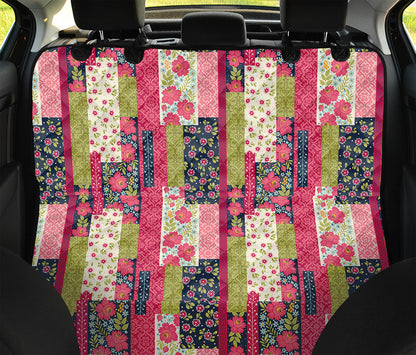 Pink Flower Patchwork Pattern Print Pet Car Back Seat Cover