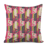 Pink Flower Patchwork Pattern Print Pillow Cover
