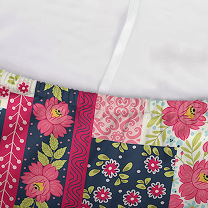Pink Flower Patchwork Pattern Print Sofa Cover