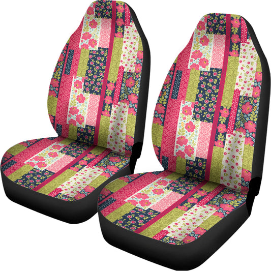 Pink Flower Patchwork Pattern Print Universal Fit Car Seat Covers