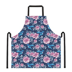 Pink Flowers And Hummingbird Print Apron