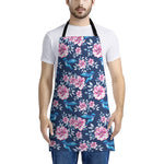 Pink Flowers And Hummingbird Print Apron