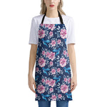 Pink Flowers And Hummingbird Print Apron