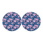 Pink Flowers And Hummingbird Print Car Coasters