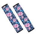 Pink Flowers And Hummingbird Print Car Seat Belt Covers