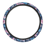 Pink Flowers And Hummingbird Print Car Steering Wheel Cover
