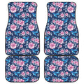 Pink Flowers And Hummingbird Print Front and Back Car Floor Mats