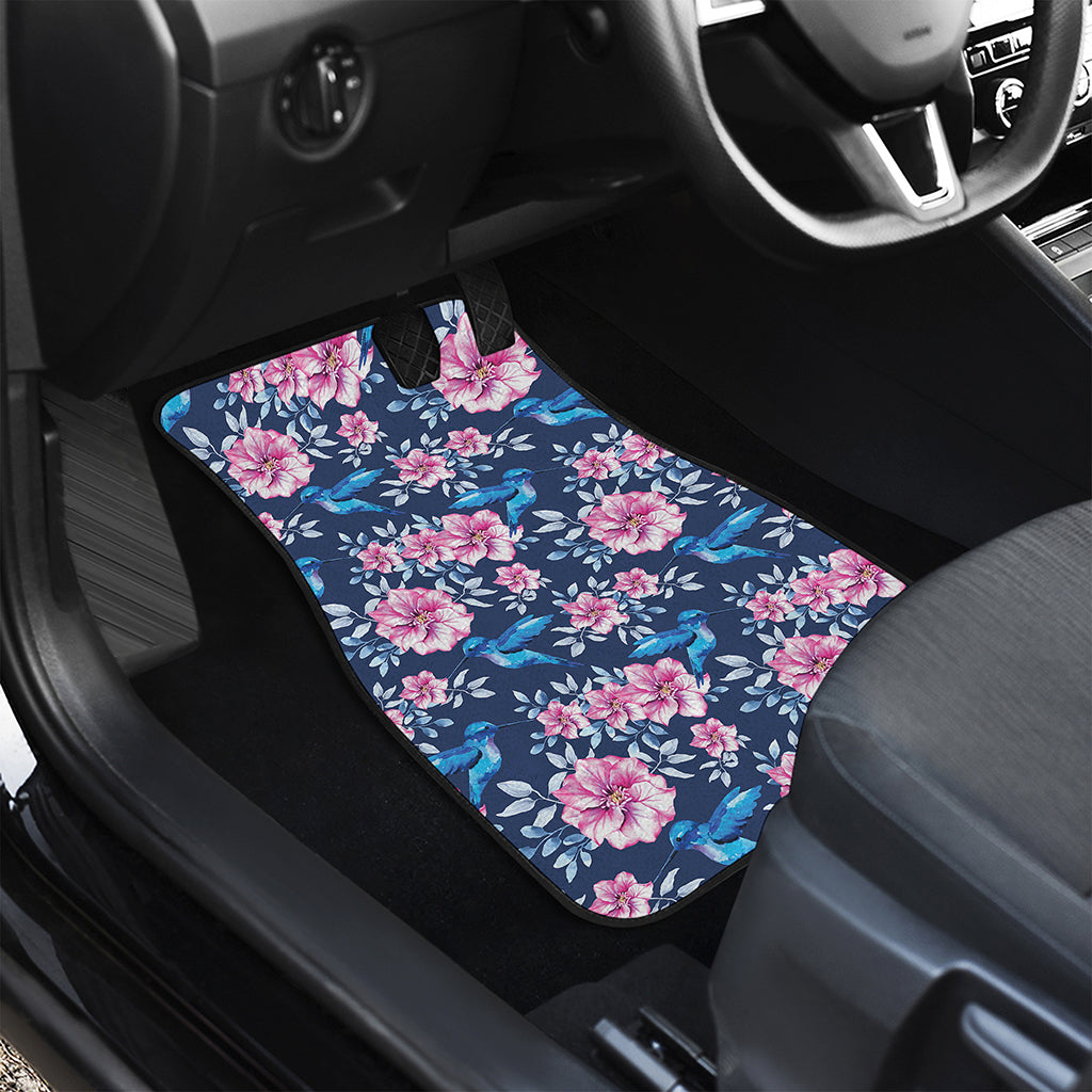 Pink Flowers And Hummingbird Print Front Car Floor Mats