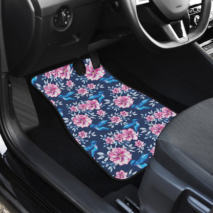 Pink Flowers And Hummingbird Print Front Car Floor Mats