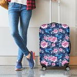 Pink Flowers And Hummingbird Print Luggage Cover