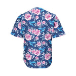 Pink Flowers And Hummingbird Print Men's Baseball Jersey