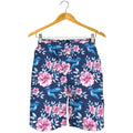 Pink Flowers And Hummingbird Print Men's Shorts