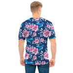 Pink Flowers And Hummingbird Print Men's T-Shirt