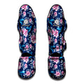 Pink Flowers And Hummingbird Print Muay Thai Shin Guards