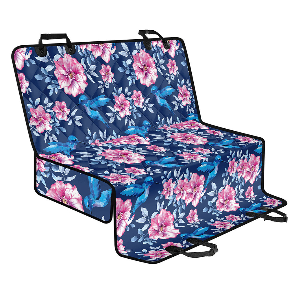 Pink Flowers And Hummingbird Print Pet Car Back Seat Cover