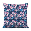 Pink Flowers And Hummingbird Print Pillow Cover