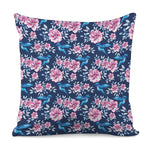 Pink Flowers And Hummingbird Print Pillow Cover