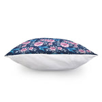 Pink Flowers And Hummingbird Print Pillow Cover