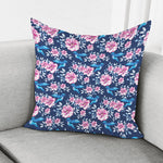 Pink Flowers And Hummingbird Print Pillow Cover