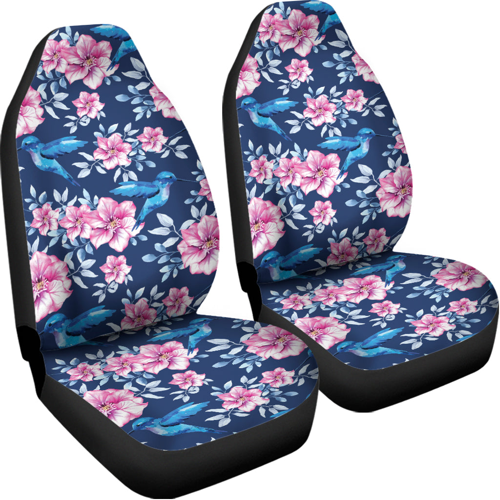 Pink Flowers And Hummingbird Print Universal Fit Car Seat Covers