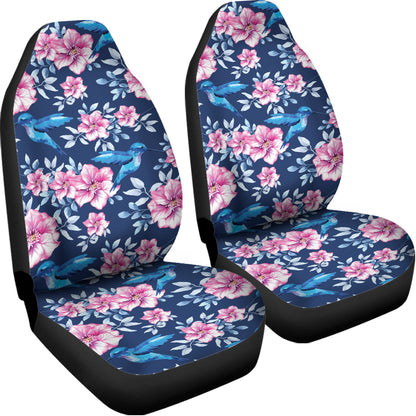 Pink Flowers And Hummingbird Print Universal Fit Car Seat Covers