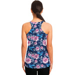 Pink Flowers And Hummingbird Print Women's Racerback Tank Top