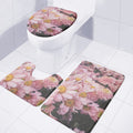 Pink Flowers Print 3 Piece Bath Mat Set