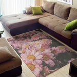 Pink Flowers Print Area Rug