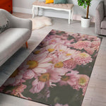 Pink Flowers Print Area Rug