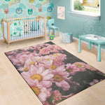 Pink Flowers Print Area Rug