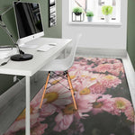 Pink Flowers Print Area Rug