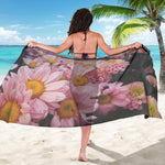 Pink Flowers Print Beach Sarong Wrap