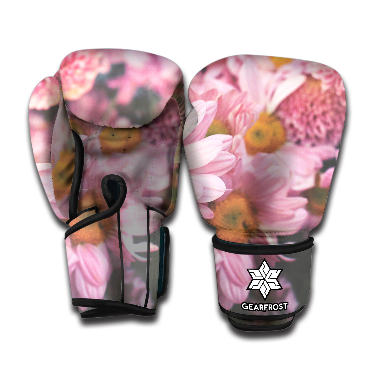 Pink Flowers Print Boxing Gloves